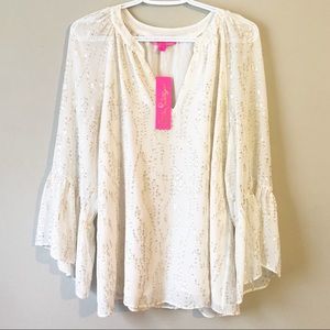 Lilly Pulitzer Matilda Fish Clip Chiffon Top